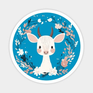 Boho Kawaii Baby Goat – Whimsical Farm Animal Art Magnet